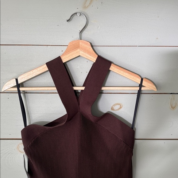 Babaton Sculpt Knit Cross Dress – Coffee Bean Brown (Size M) - Picture 7 of 10